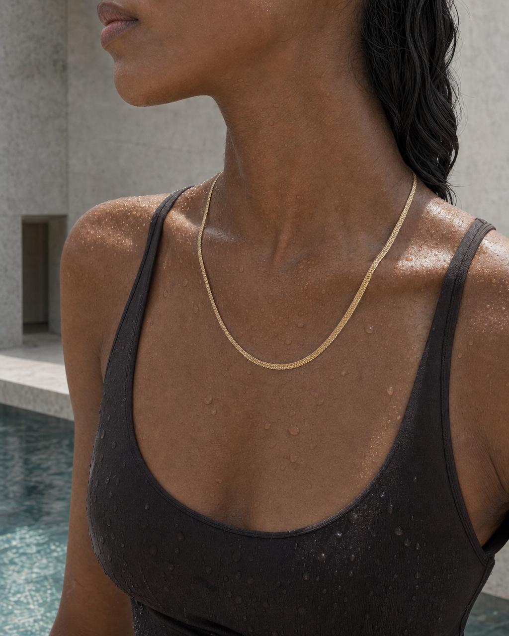 Herringbone Chain Necklace — Waterproof / sweatproof proof
