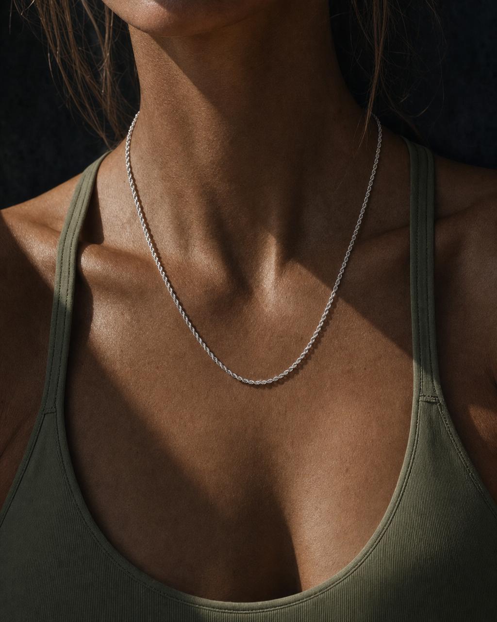 Rope Chain Necklace - White Gold, alternate view