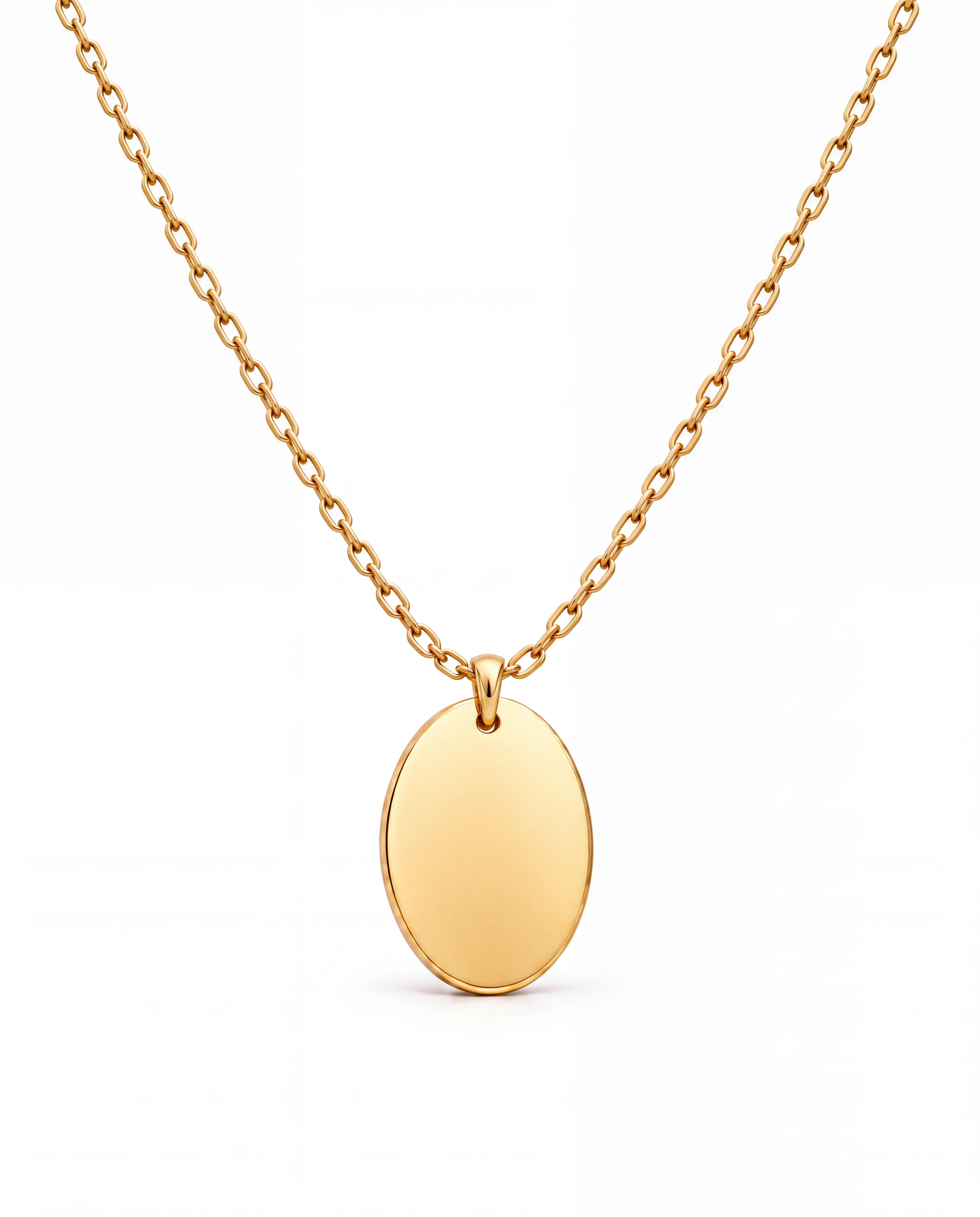 Oval Pendant Necklace - Gold