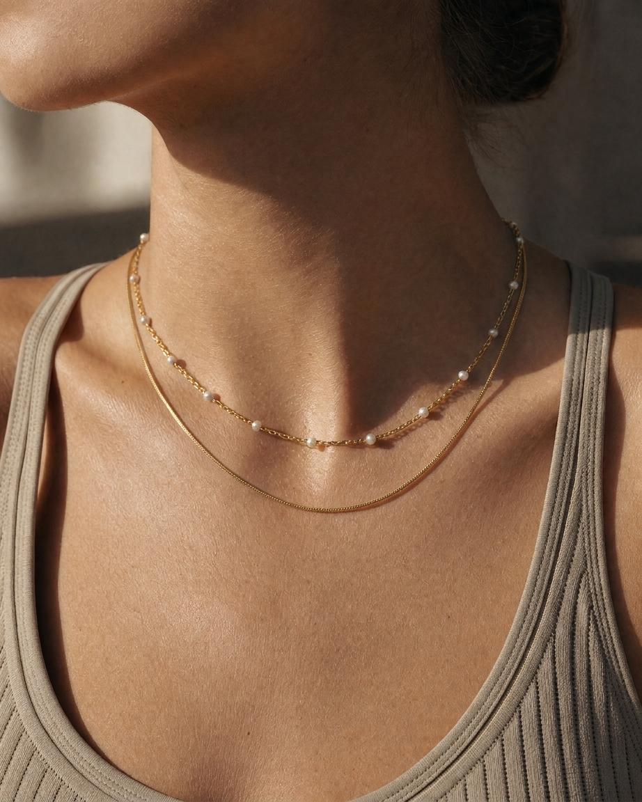 Pearl Bead Necklace — Stack / layering styling