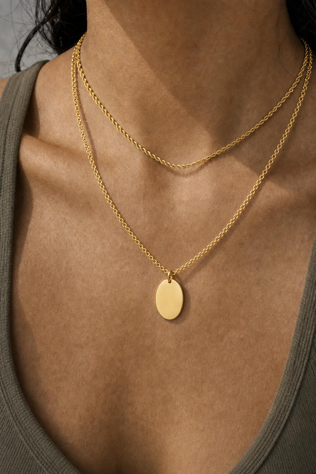 Oval Pendant Necklace — Stack / layering styling