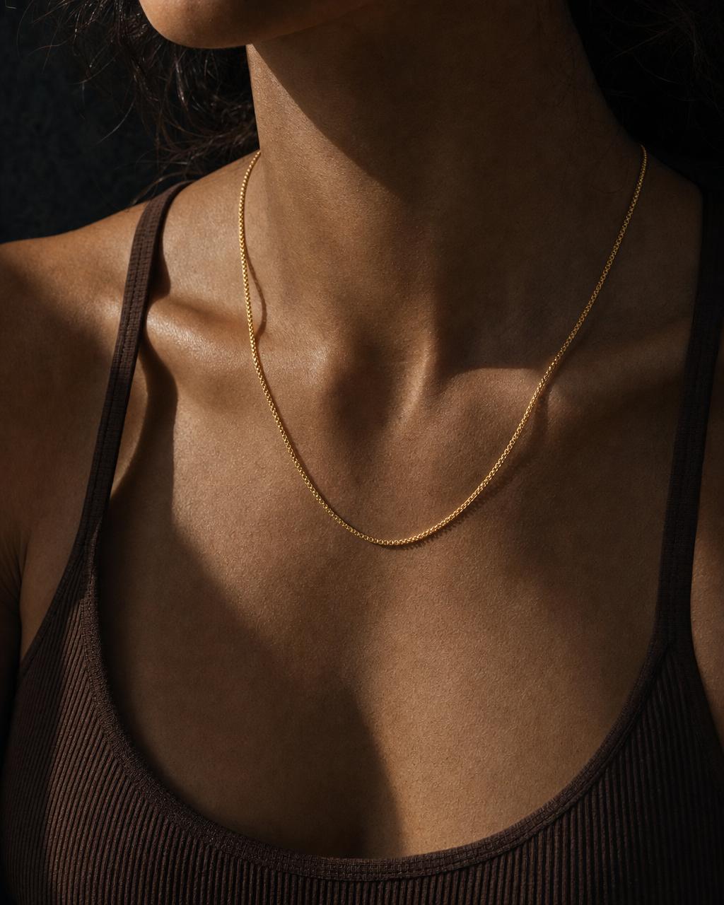 Box Chain Necklace - Gold, alternate view