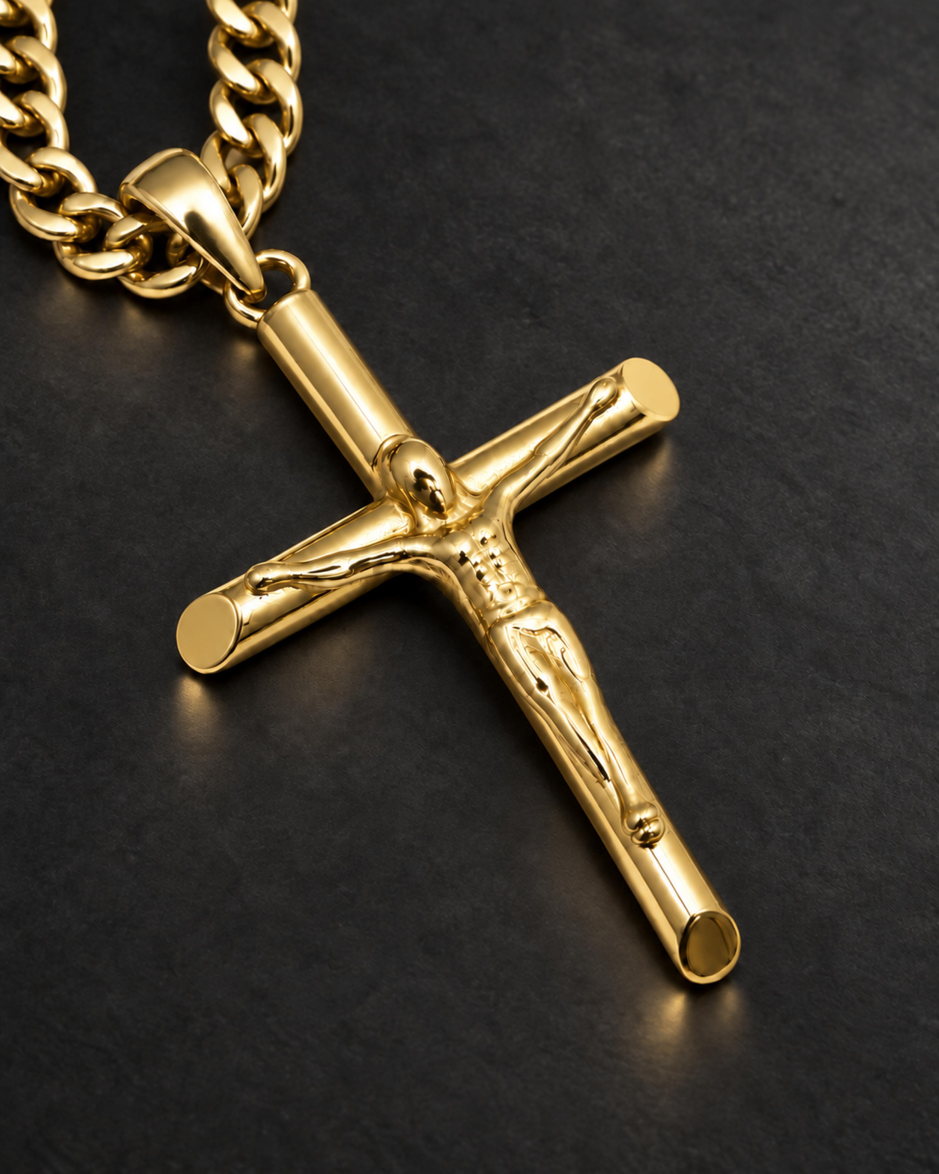 Crucifix Pendant Chain — Macro detail