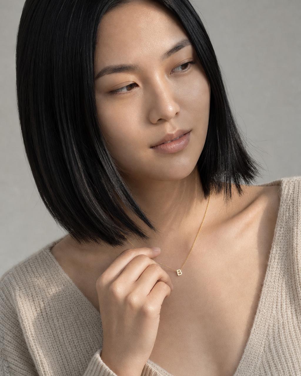 Cove Alphabet Necklace — On-model scale