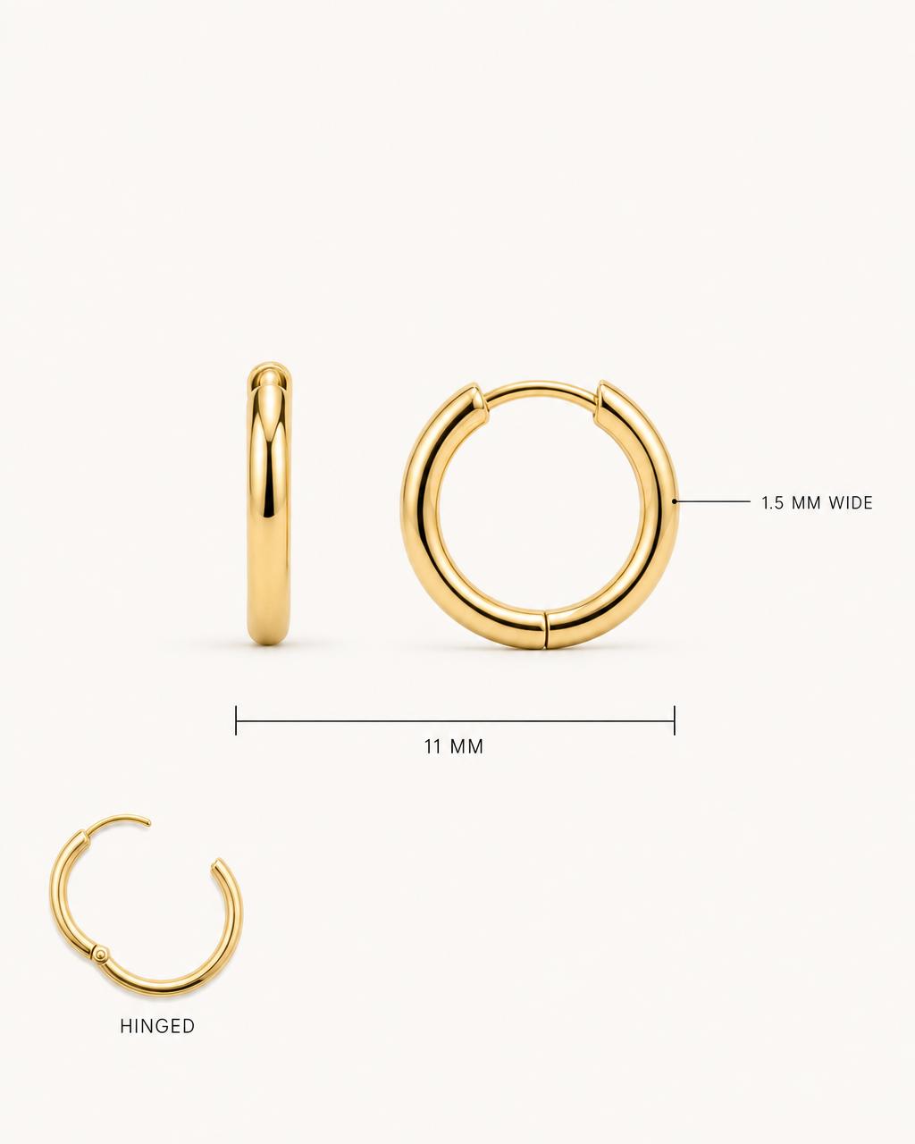 Lune Huggie Hoops Medium — Spec / diagram
