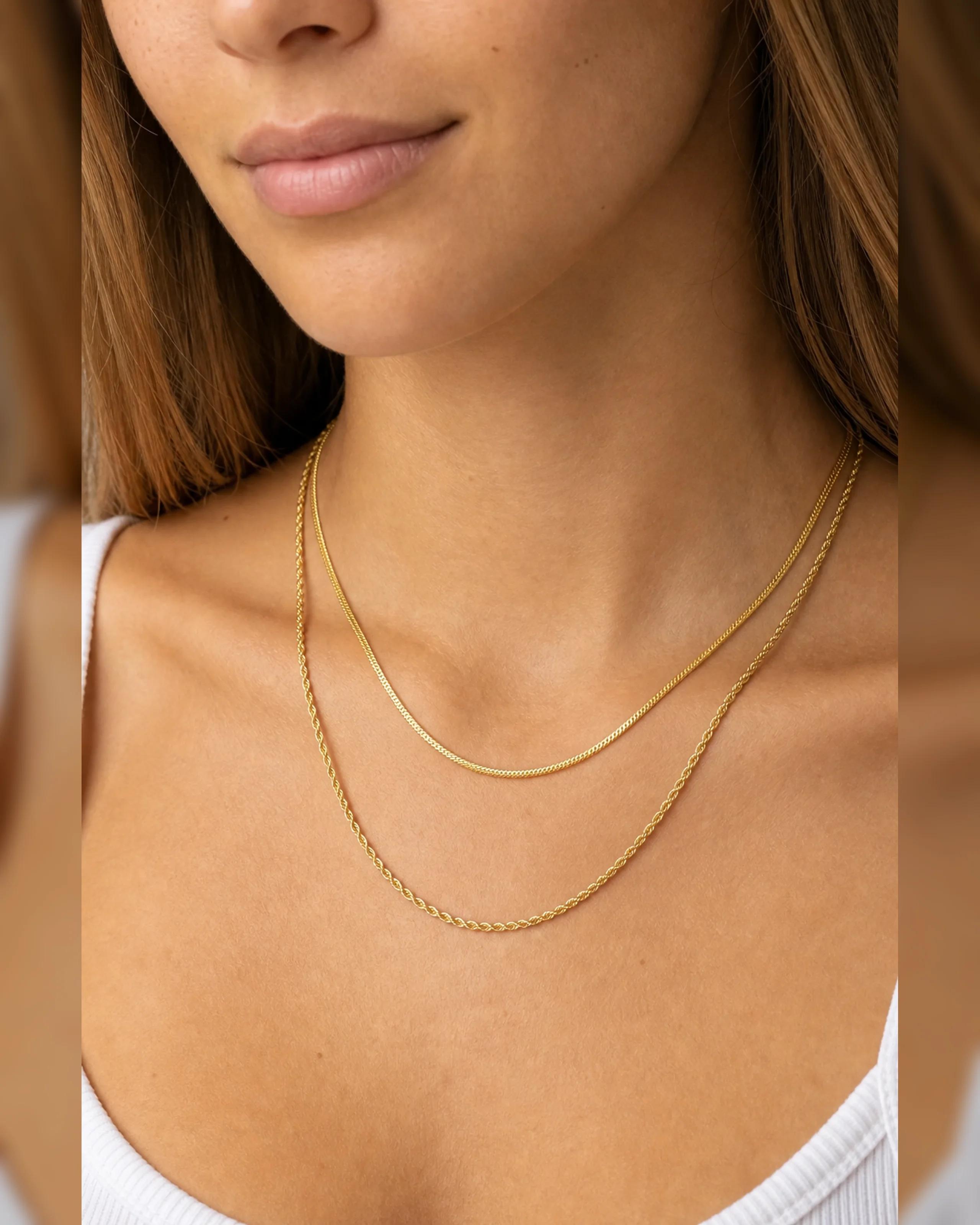 Double Chain Necklace — On-skin scale