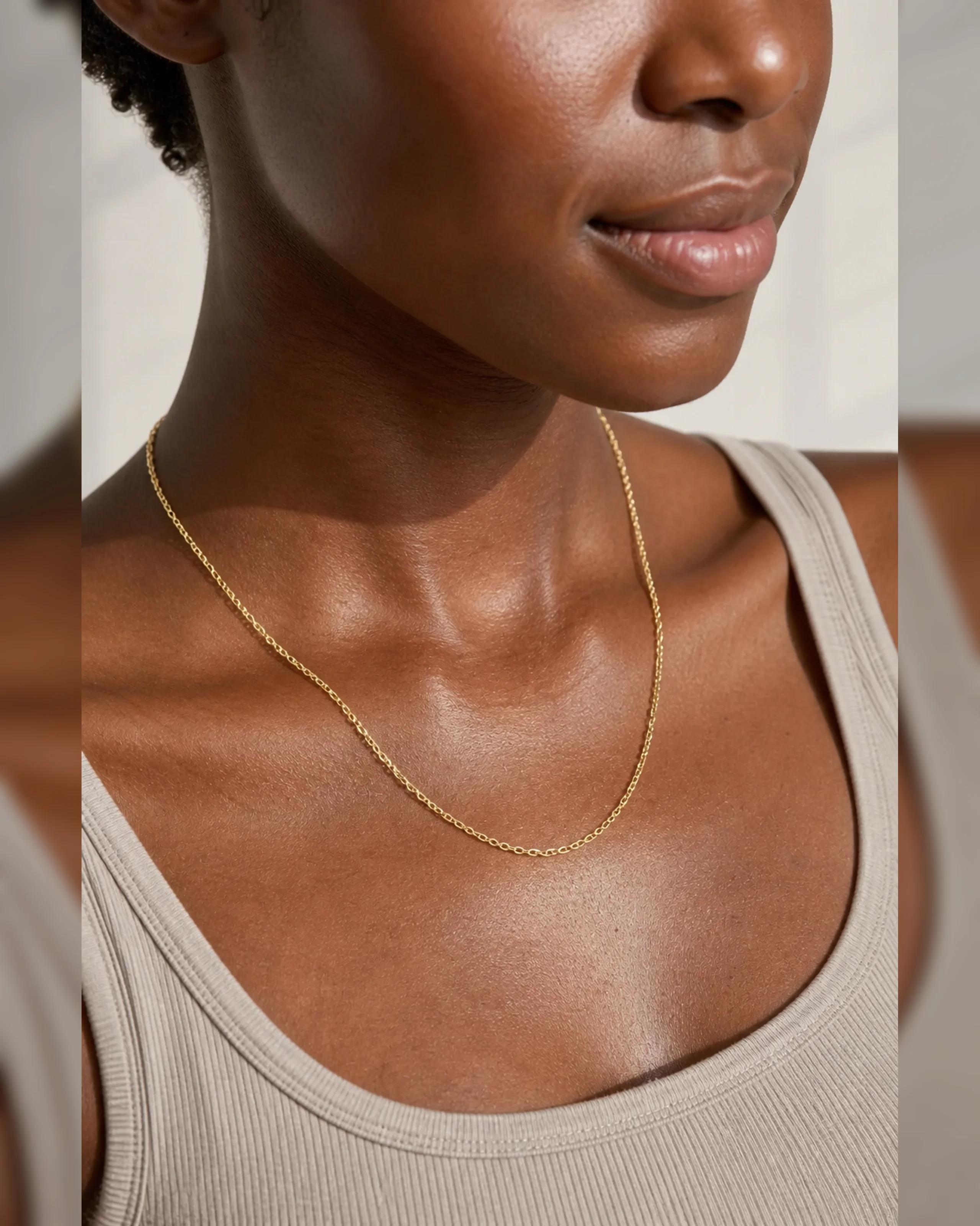 Cable Chain Necklace — On-skin scale