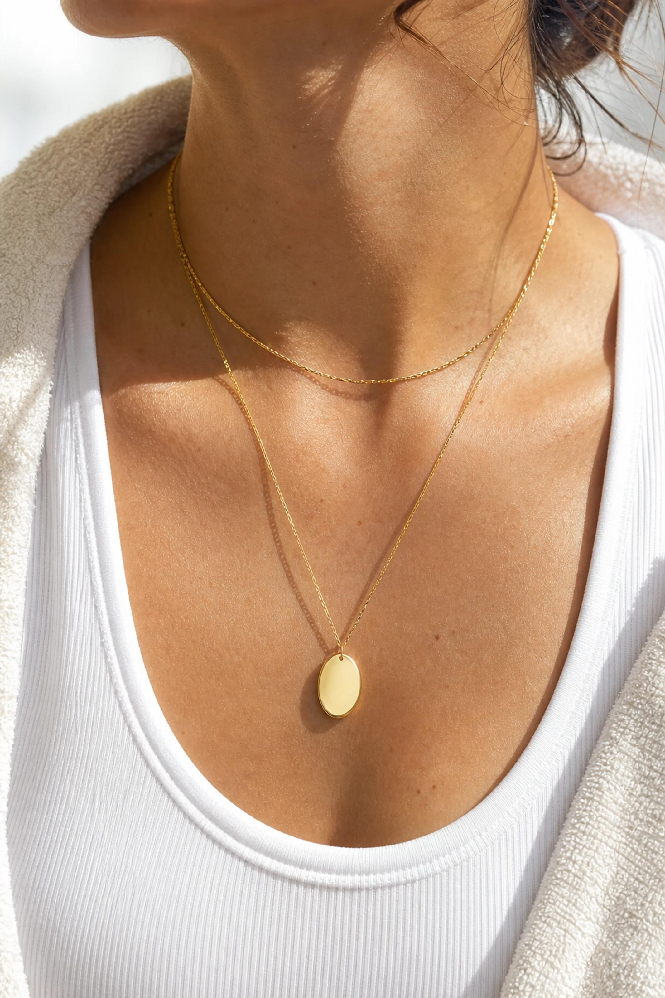 Oval Pendant Necklace — Stack / layering styling