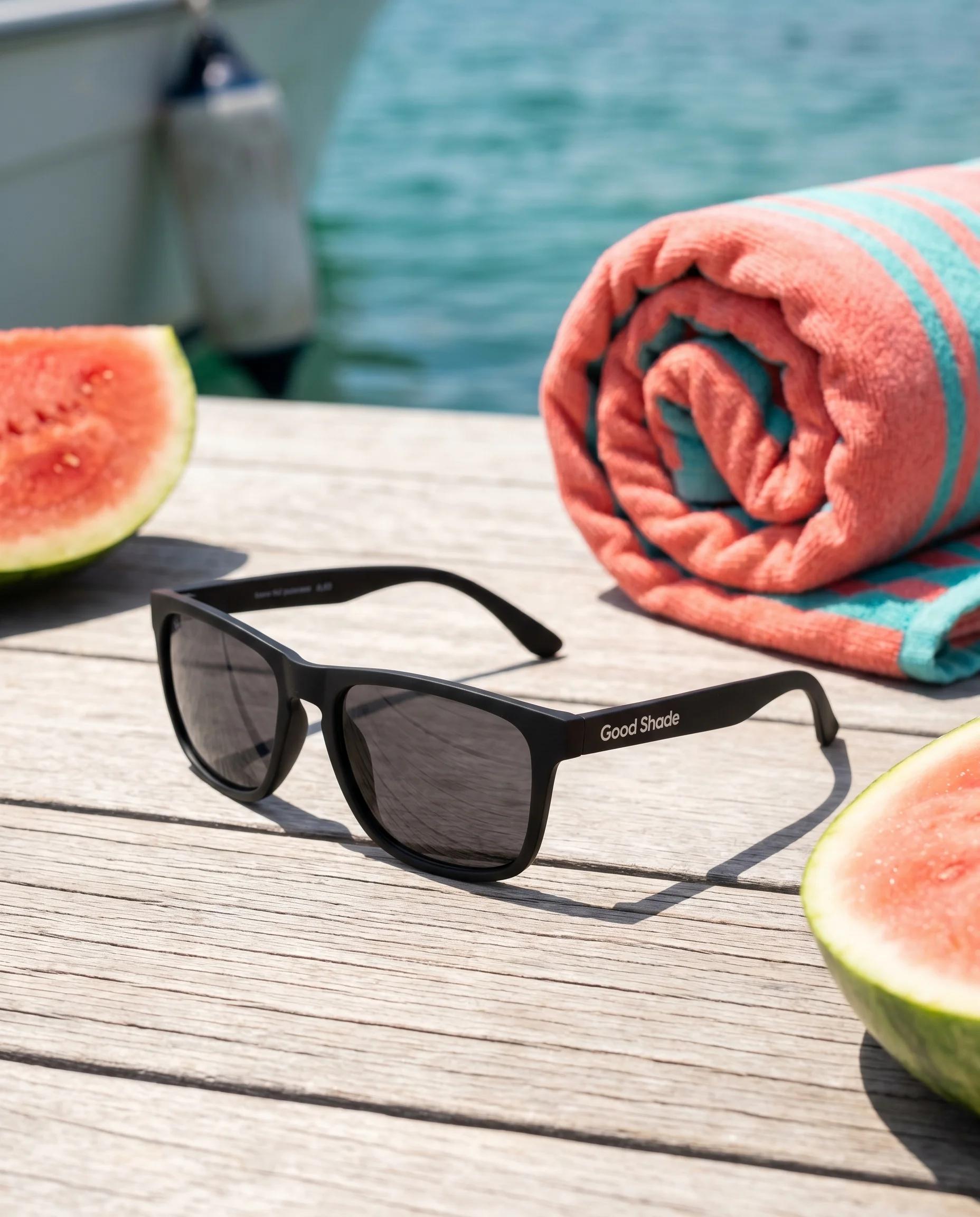 Good Shade sunglasses in a bright campaign scene
