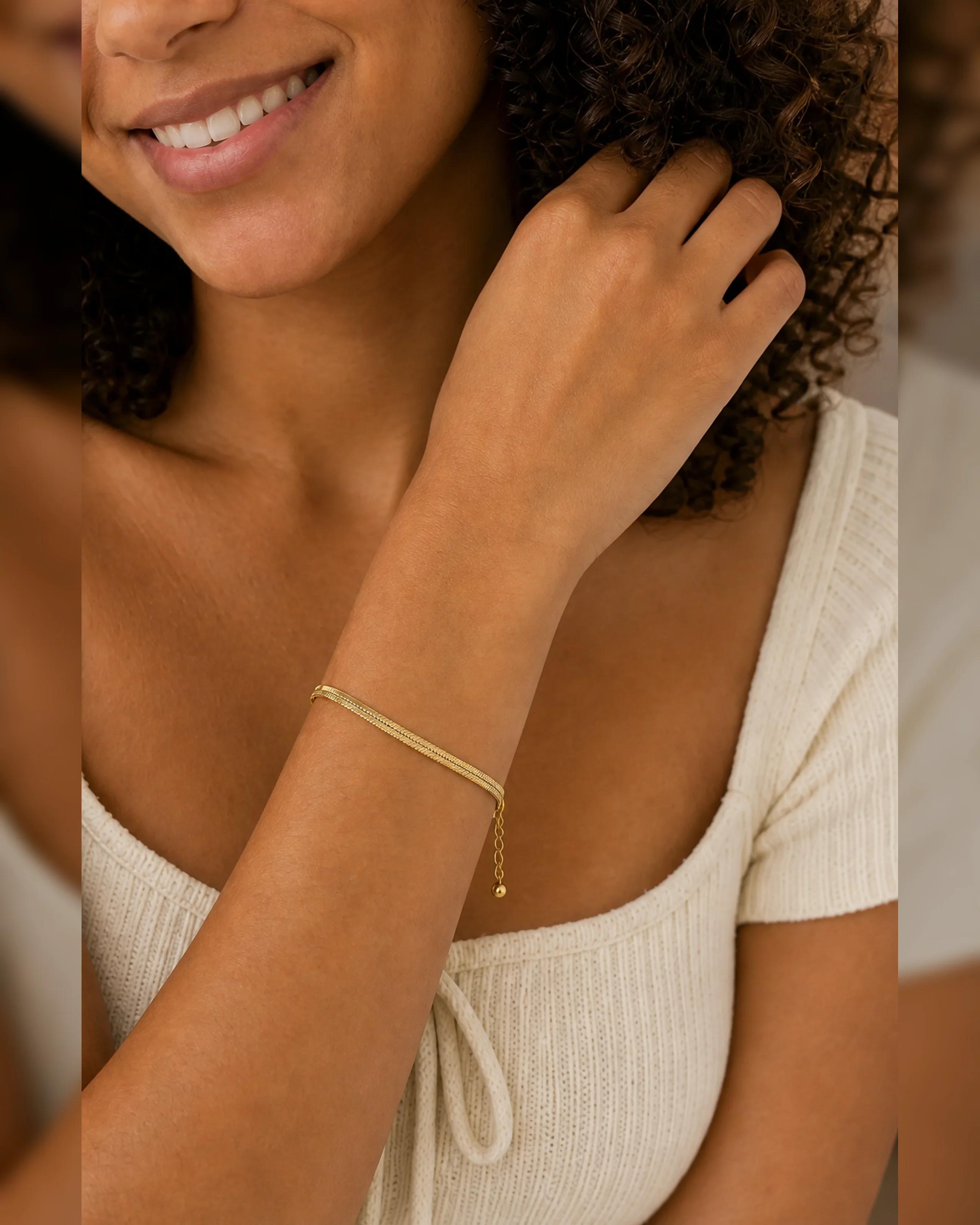 Maren Herringbone Bracelet — On-model scale