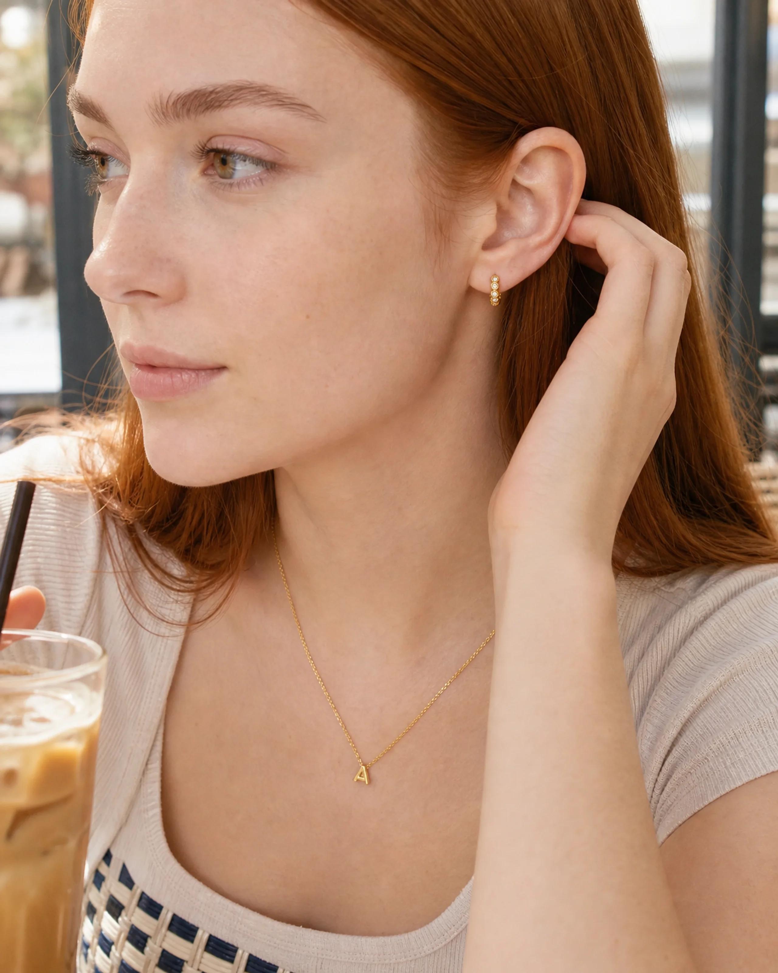 Lune Pavé Huggies Small — Everyday lifestyle translation