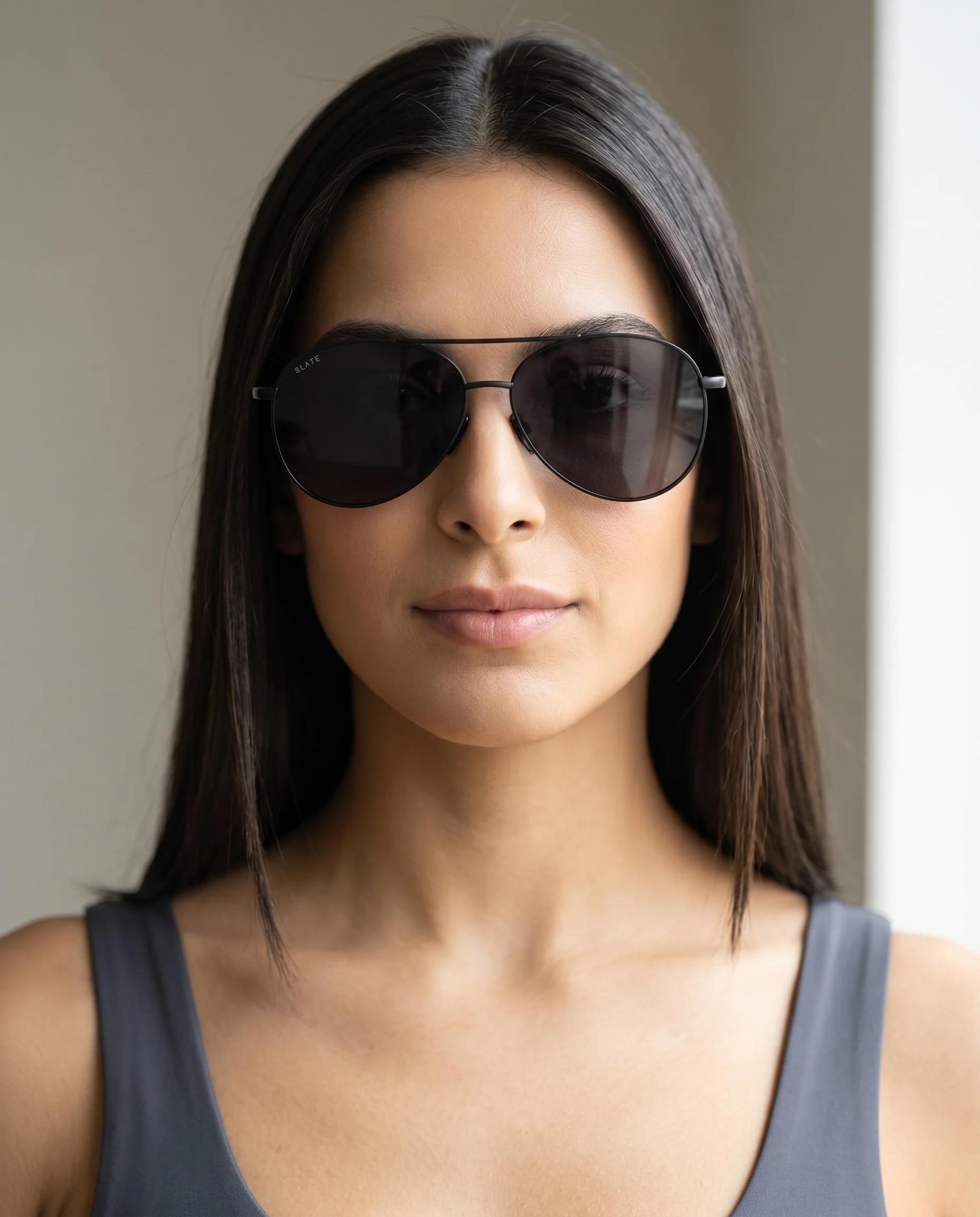 Dusk Aviator Sunglasses — On model